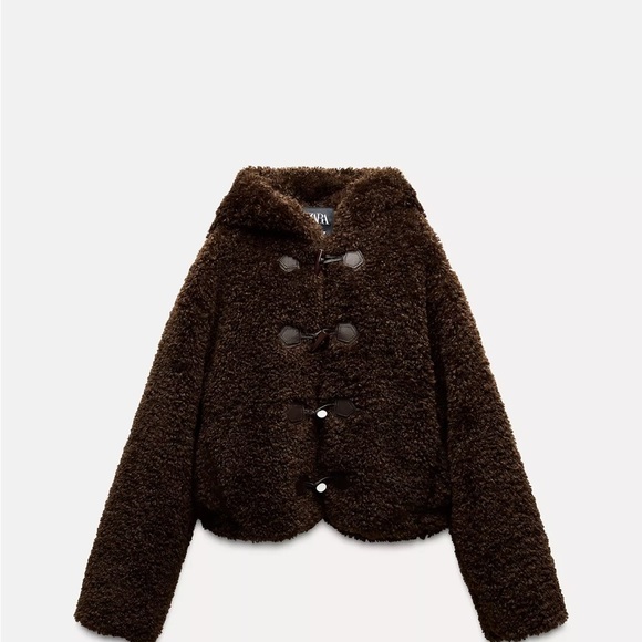 Zara Jackets & Blazers - Zara Dark Brown Faux Shearling Toggle Coat